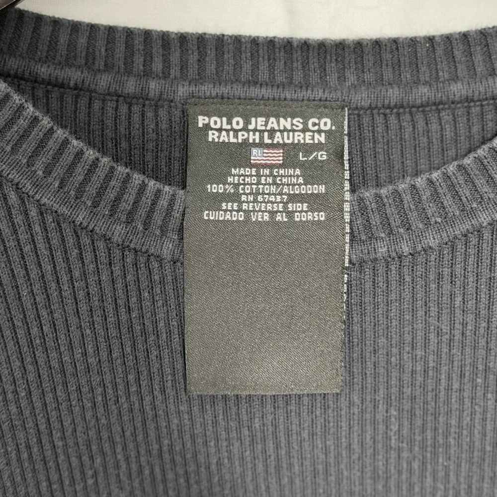 Polo Jeans Co Ralph Lauren Sweater Mens‎ L Blue Red Excellent Ribbed Cotton